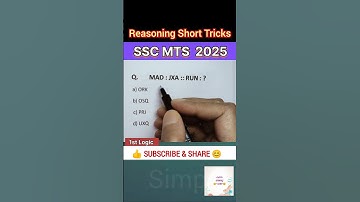 SSC MTS 2025 Reasoning | Analogy Reasoning Short Tricks | Simple Easy 55M #sscmts #shorttrick #ssc