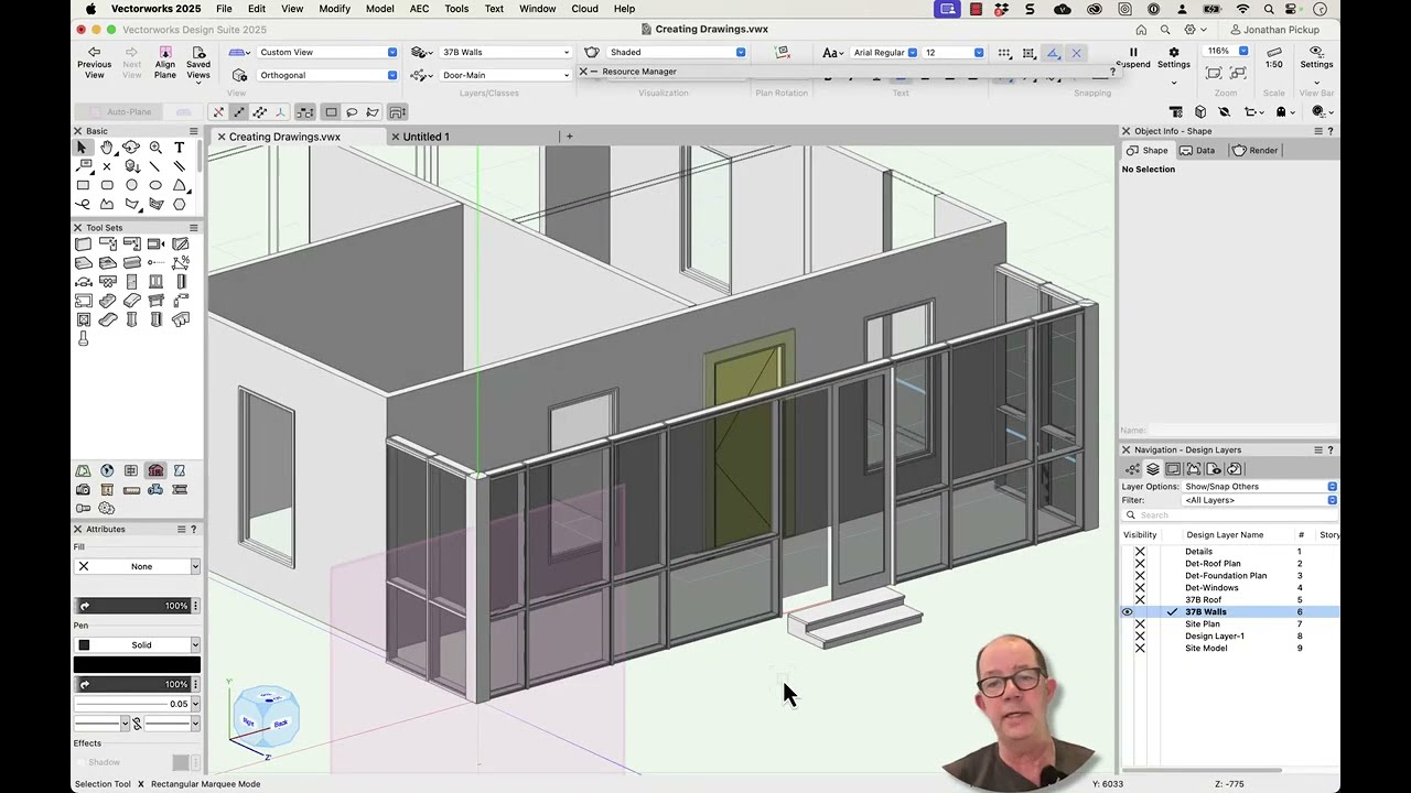 Vectorworks 2025  - Creating a Screened Porch Using Curtain Wall Techniques