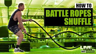 How To Do BATTLE ROPES ALTERNATING SINGLE ARM WAVES WITH SIDE TO SIDE STEP SHUFFLE | Exercise Demo