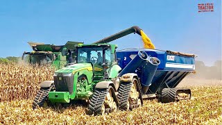 JOHN DEERE 8RX 370 Tractor Moving The Corn Harvest