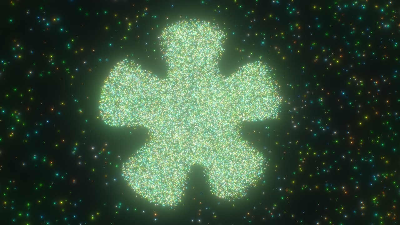 Flower Shape Green Point Lights Bright Neon Glowing Particles Sparkle 4K VJ Loop Motion Background