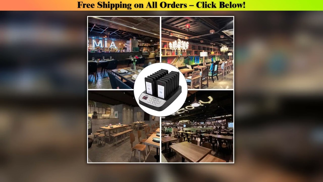 SucceBuy Wireless Restaurant Buzzer Pager 16 Coasters Paging Guest Calling System for Coffee