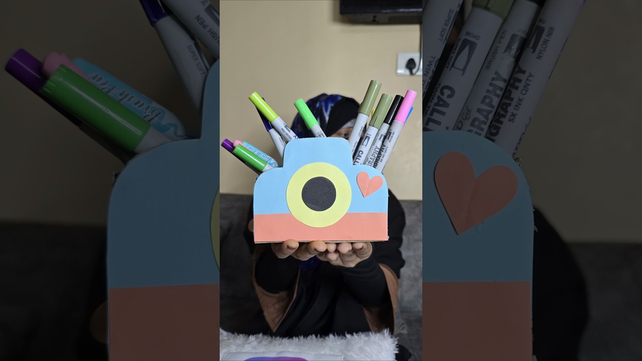 Camera Pen Holder Craft idea | Pen Holder Making Video 