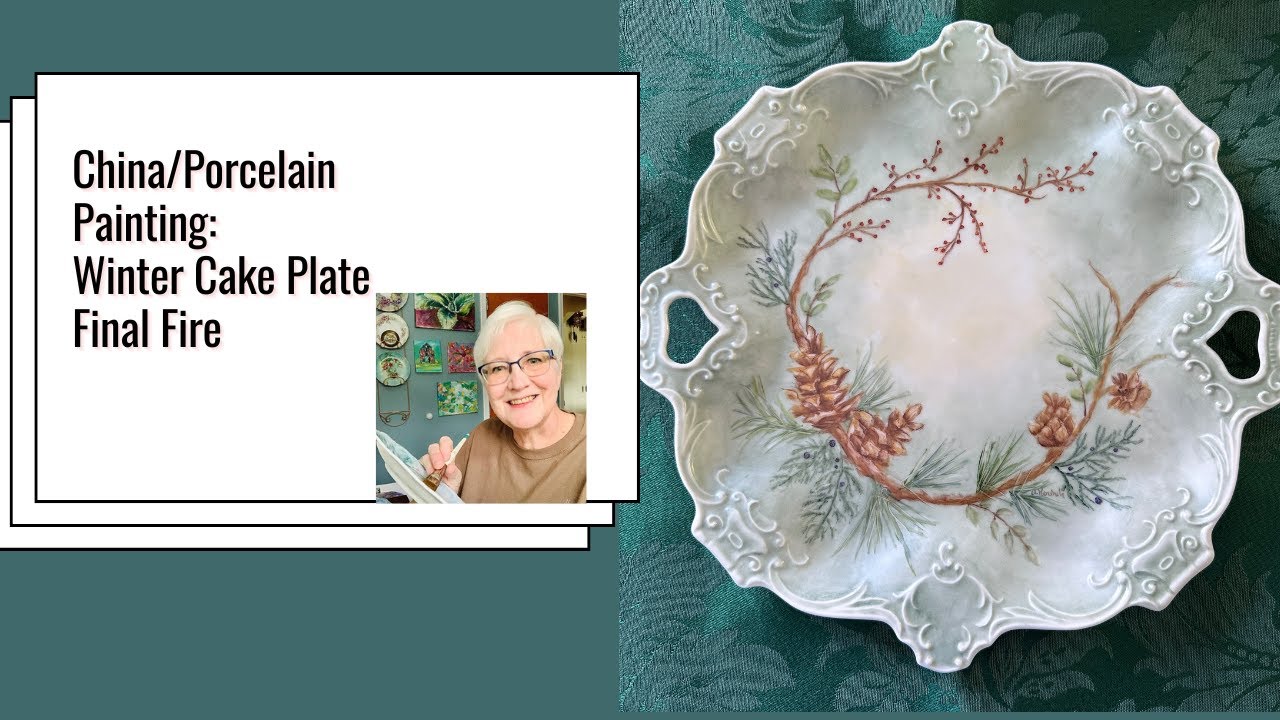 Роспись по фарфору/китайскому фарфору: Зимняя тарелка для торта — последние шаги