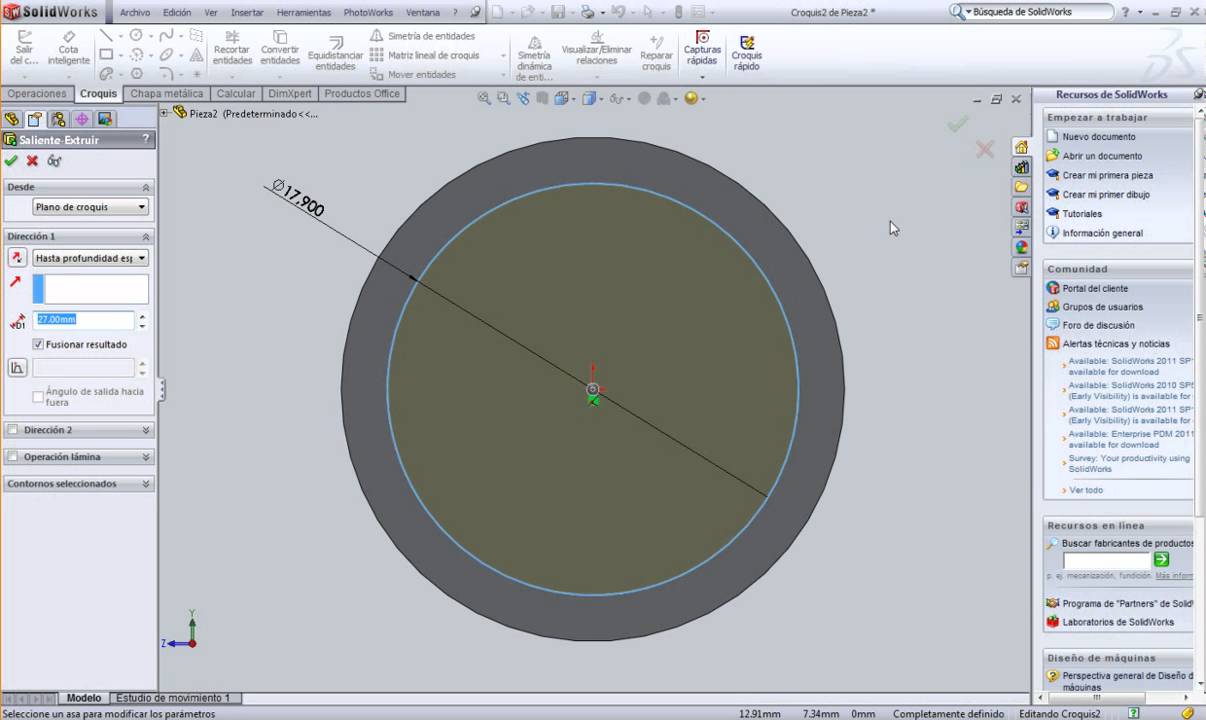 Tutorial Solidworks 2012. Video Eje Central solidworks descargar