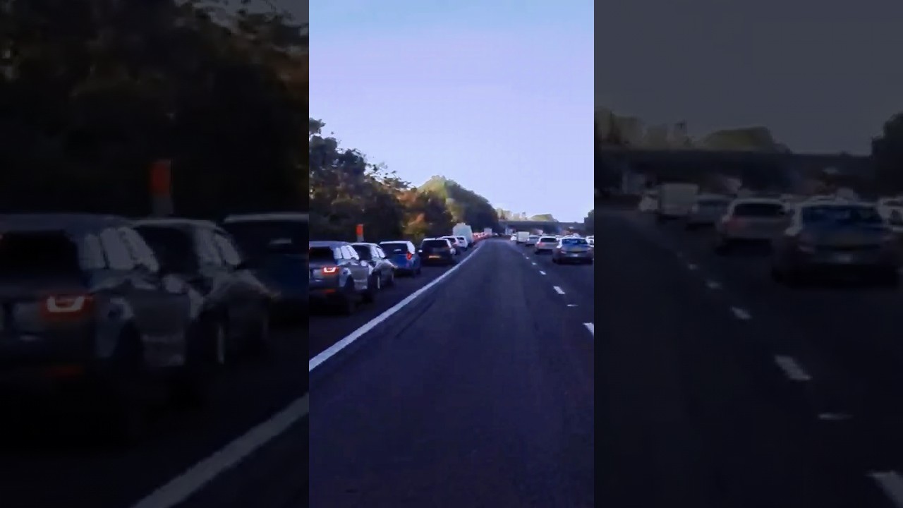 Idiots drive down the hard shoulder of the M65 Motorway instead of lane one for junction 5