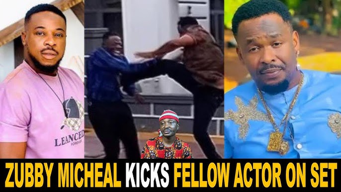 Nollywood Actor Hospitalized After Zubby Micheal Kicks Him In The Chest On A Movie Set
