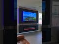 Modern interior designs. floating panel and floating fireplace