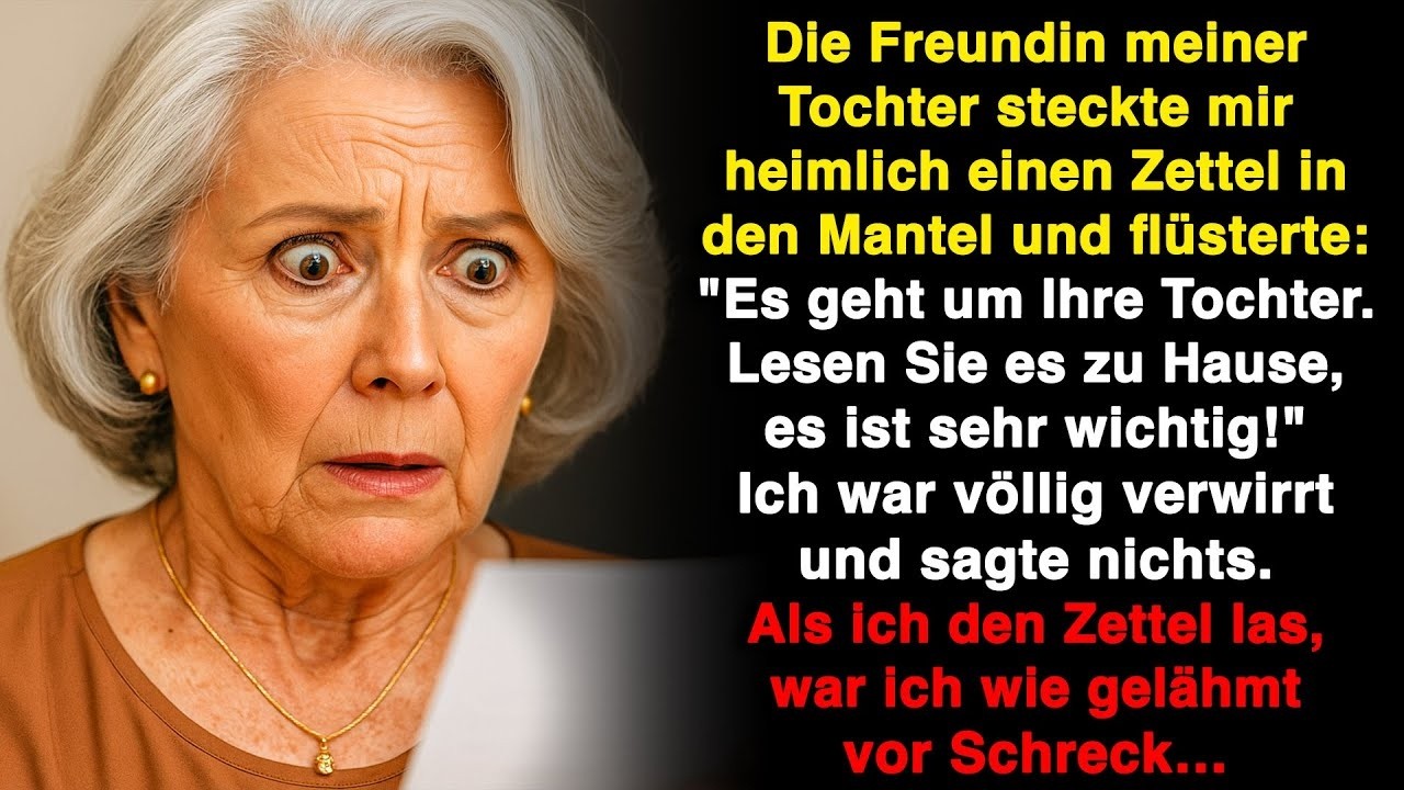 Die Freundin meiner Tochter steckte mir heimlich einen Zettel – ich war wie erstarrt!