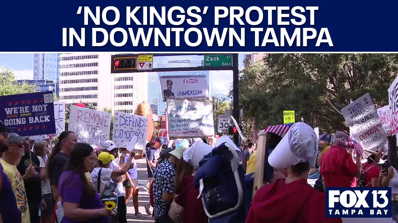 'No Kings' protest in downtown Tampa on Saturday