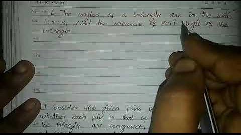 Exercise 4.1/ 6. The angles of a triangle are in the ratio 1:2:3, find the measure of each angle of