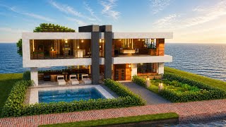 Minecraft Modern House with Pool Tutorial (Easy Build!)