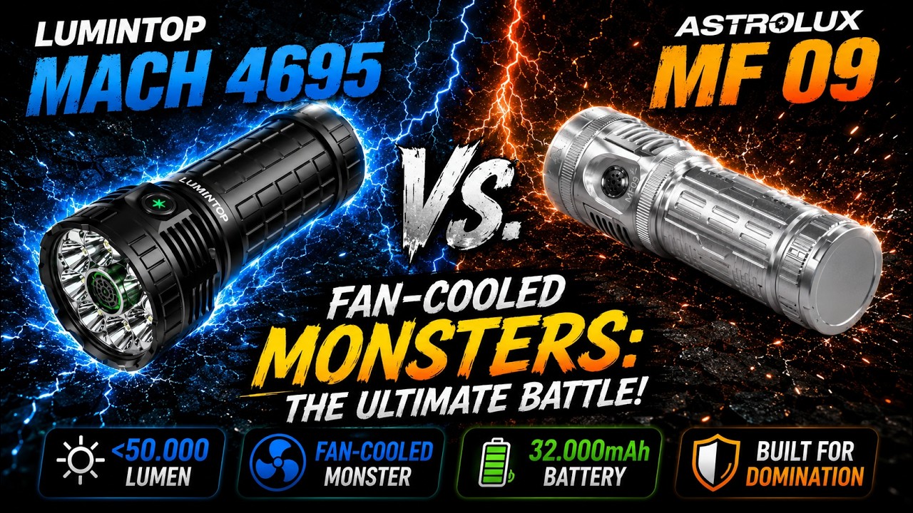 Lumintop Mach 4695 vs. Astrolux MF 09 Beamshots *Fan-Cooled / The