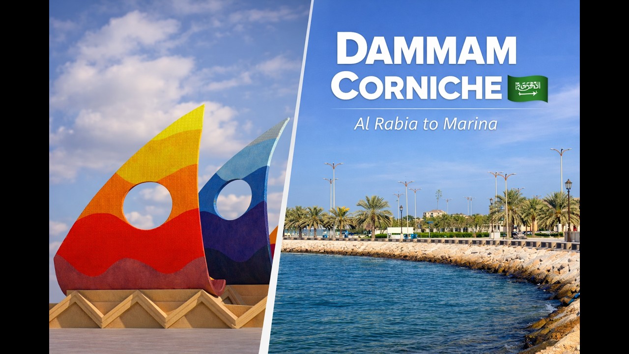 Dammam Walking Tour 🇸🇦 | Al Rabia to Corniche Marina | 4K Saudi City ...