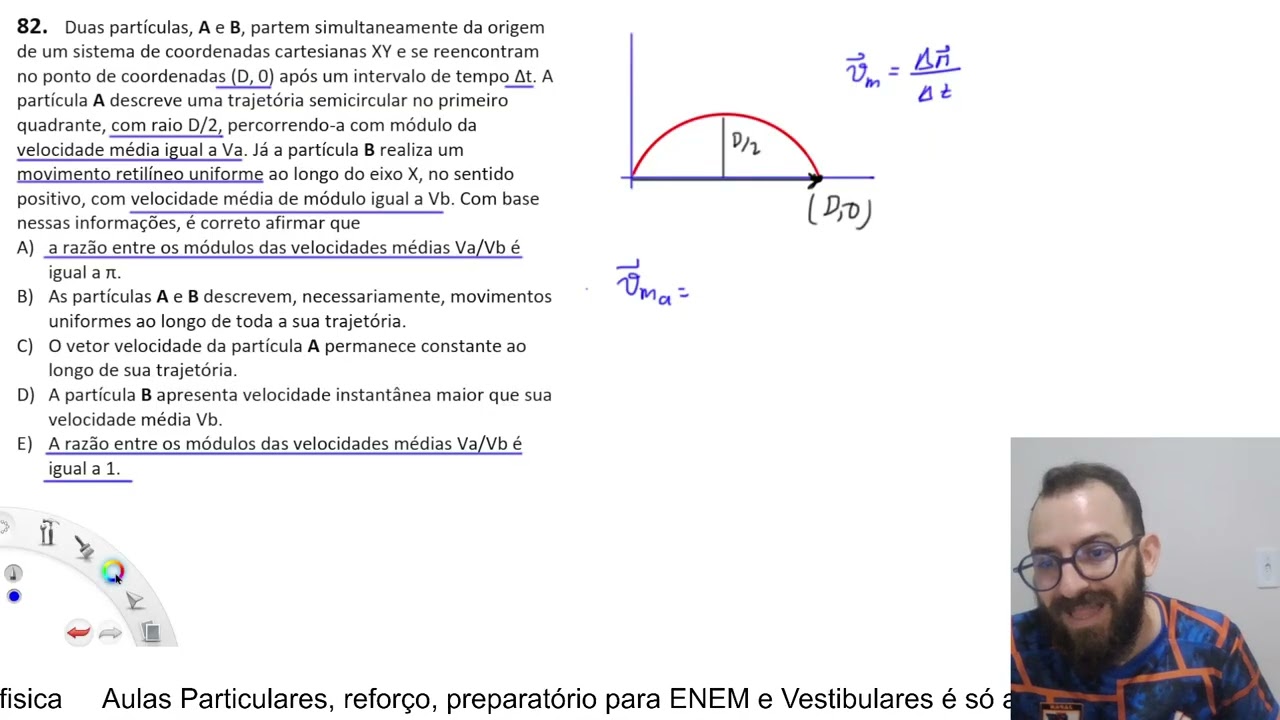 Questão 82 CBM- CE - Duas partículas, A e B, partem