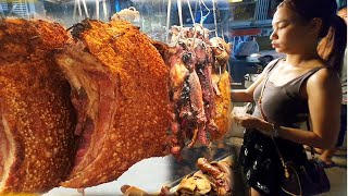 : Very Popular Street Food! Roast Pork Belly, Braised Pork and Roast Ducks - Cambodian Street Food
