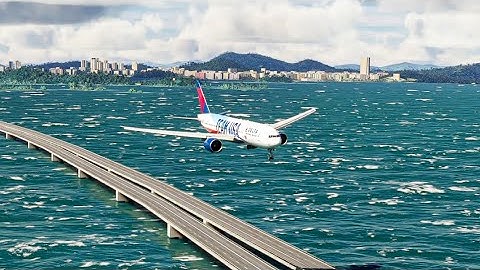 beautiful view of the plane when landing at the airport eps 061