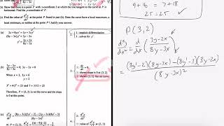 Calculus AB Implicit differentiation FRQ Yagi