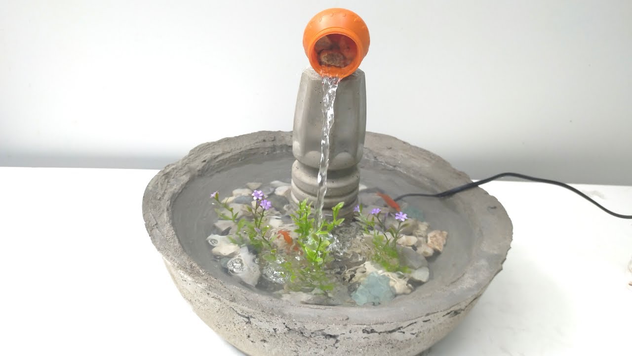 How to make Beautiful waterfall using cement and plastic bottle