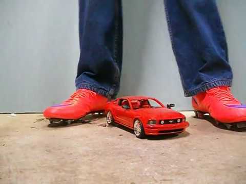 Nike Mercurial Cleats stomp destroy Mustang toy car