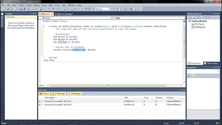 Visual Basic Programming Tutorial #5: TryParse, Declarations, and .ToString