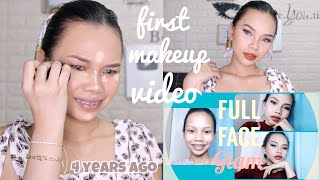 Recreating My First Makeup Tutorial (reacting to my first video 🤢)