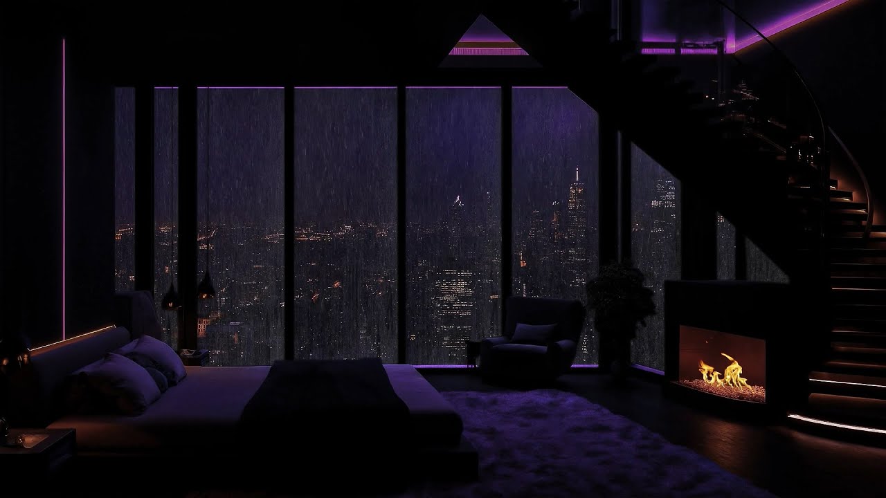 Deep Sleep in 5 Minutes | Luxury City Bedroom with Intense Rain & Roaring Fire 🌧️🔥 ASMR (No Ads)