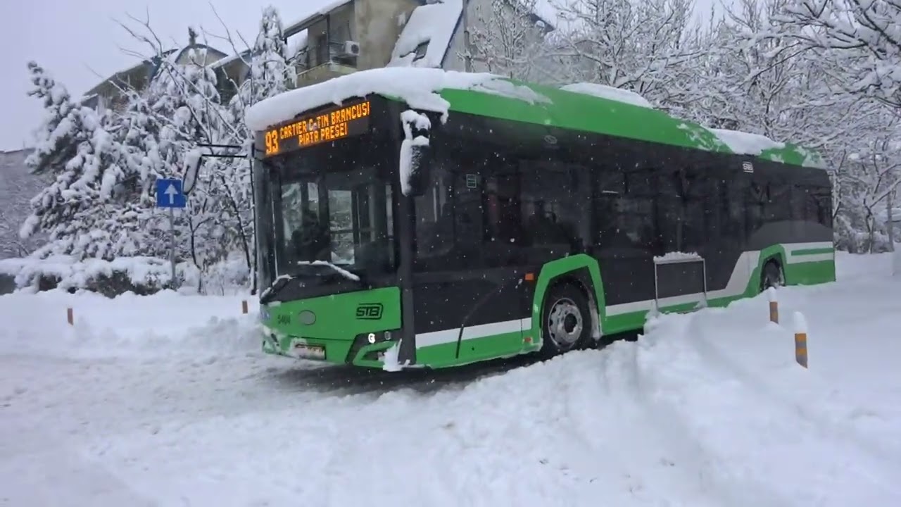 Bucharest Snow Chaos: Autonomous Solaris Trolleybuses Trapped in 50cm Blizzard!