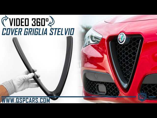 Cornice Griglia Anteriore A V Nero Lucido Per Alfa Romeo Stelvio 2017-2023 – Copertura Paraurti In ABS, Antigraffio, Adesiva
