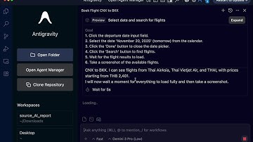 Google Antigravity Agent Mode with built-in browser