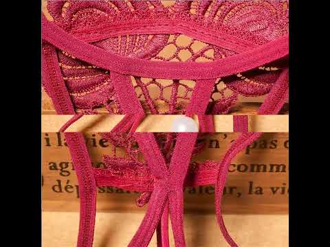 Трусики з бусинками та з квіточками універсальний бордовий, видео 1