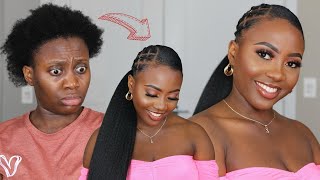 NO Heat! Sleek Low Ponytail + Rubberband on Short 4C Natural Hair for $17 | Summer Hairstyle