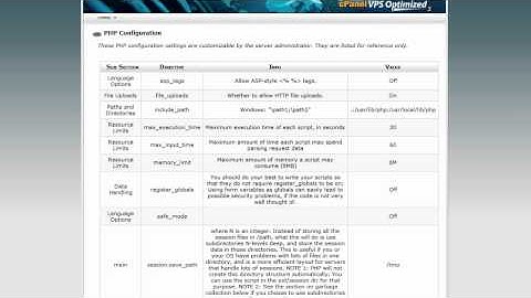 Cpanel PHP configuration