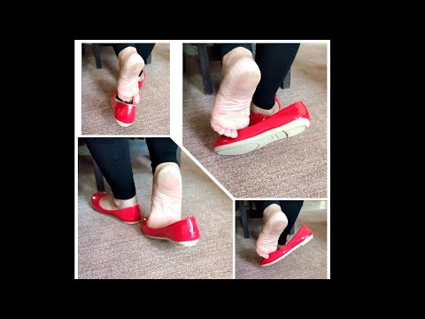 Candid red flats shoeplay