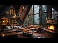 Heavy Rain In Cozy Reading Nook Ambience with Smooth Jazz Music - Rain on Window &amp; Warm Fireplace
