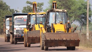 2 JCB 3dx Backhoe Loading Mud in Tata 2518 Truck and Tata Dump Truck For Making Bricks