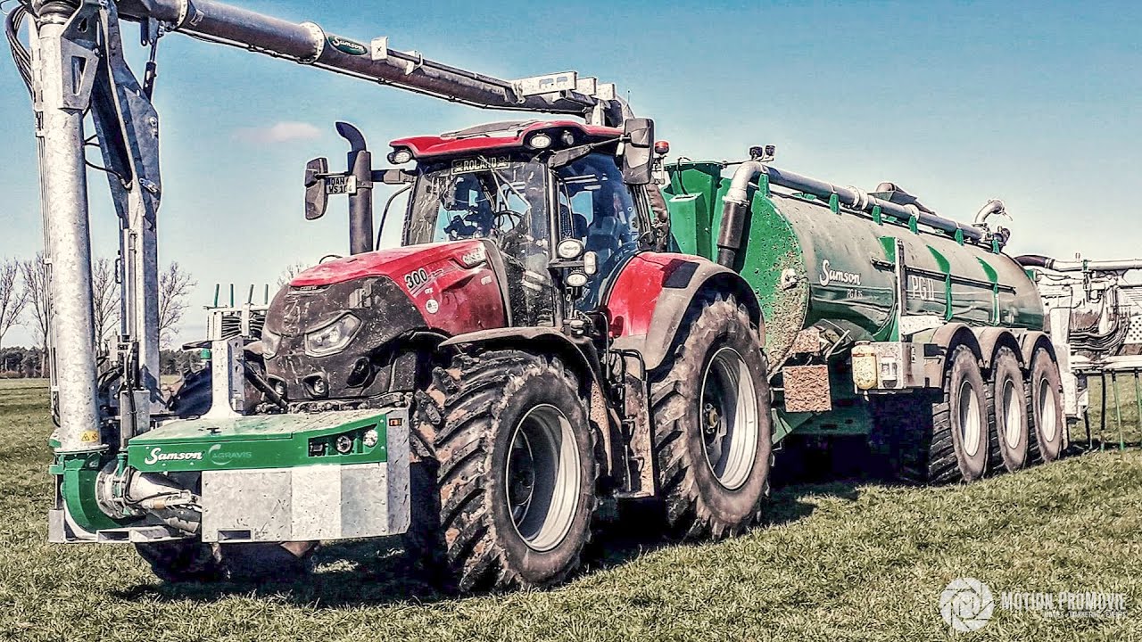 Case IH Optum 300 und Samson PG II 35 beim Fruchtwasser ausbringen 2020 / LLU Hartmut Wernke