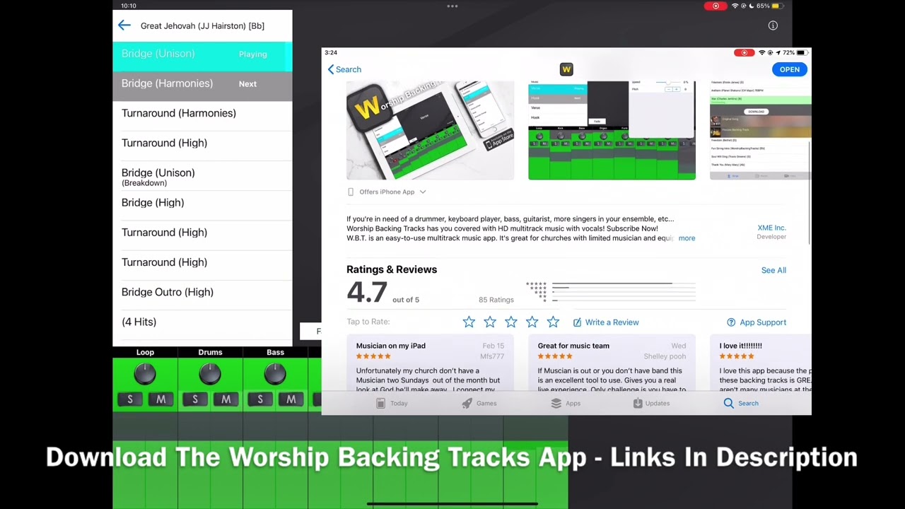 Great Jehovah (JJ Hairston) Worship Backing Tracks App Preview