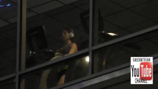 Amanda Cerny Pulls Wedgie Out Of Her Shorts While Walking On Treadmill At Her Gym In Hollywood