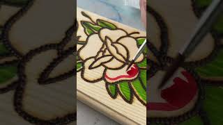 Bloom & Grow Woodburning 🌹🔥 #artist #satisfying #art #woodburning #pyrography #woodburningart