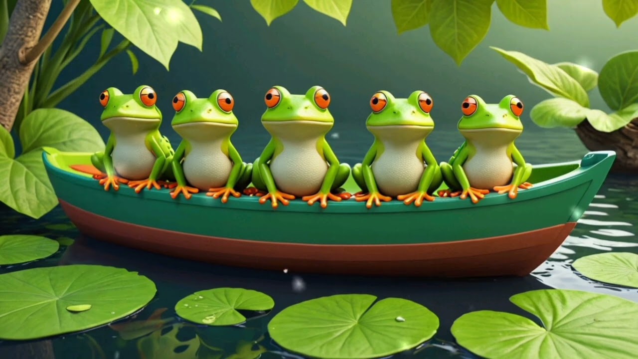 Five Frogs on a Leafy Boat | Silly River Adventure Song for Kids