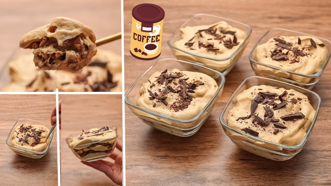 حلوي موس القهوه ألذ حلو في خمس دقايق من غير فرن ولا بيض وعلي البارد في منتهي اللذاذه