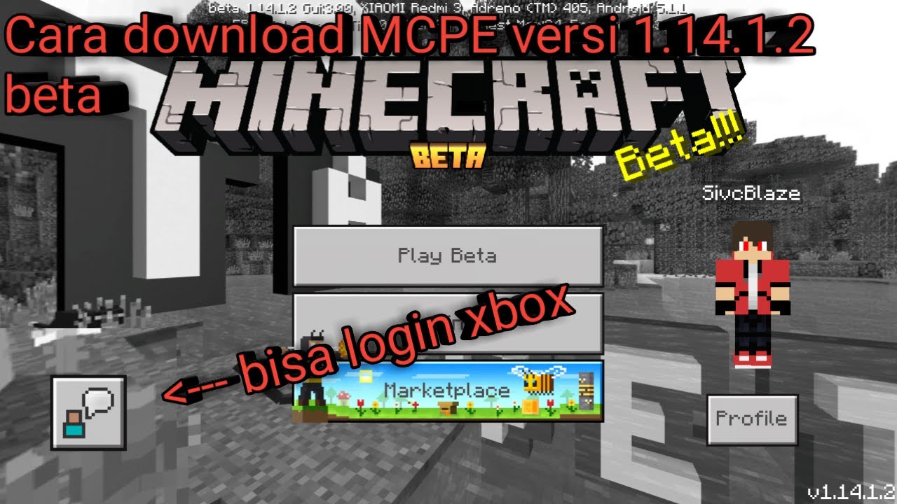Cara download Minecraft PE Versi 1.14.1.2 beta bisa login xbox!!!