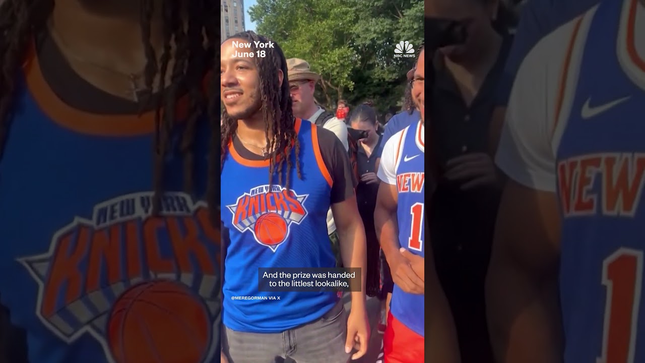 Dozens of New York Knicks fans compete in a Jalen Brunson lookalike contest Dozens of New York Knicks fans compete in a Jalen Brunson lookalike contest