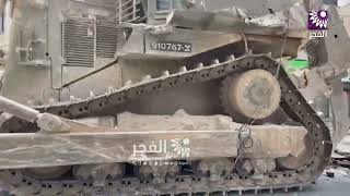 الاحتلال يجرف أحد الشوارع أثناء مروره من منطقة دوار السينما بمدينة جنين.