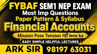 Fybaf sem1 Syllabus Nep| Financial Accounts |Most Important Question|Fybaf sem1 nep|University Exam