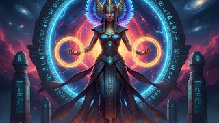 prompt: Cosmic Goddess Ascends Journey Through Ancient Portals and Galactic Realms