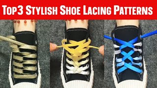3 Perfect ways to tie a shoe laces/ Stylish Shoe Lacing P#020523 #shoes #shoelaces #shoelacing