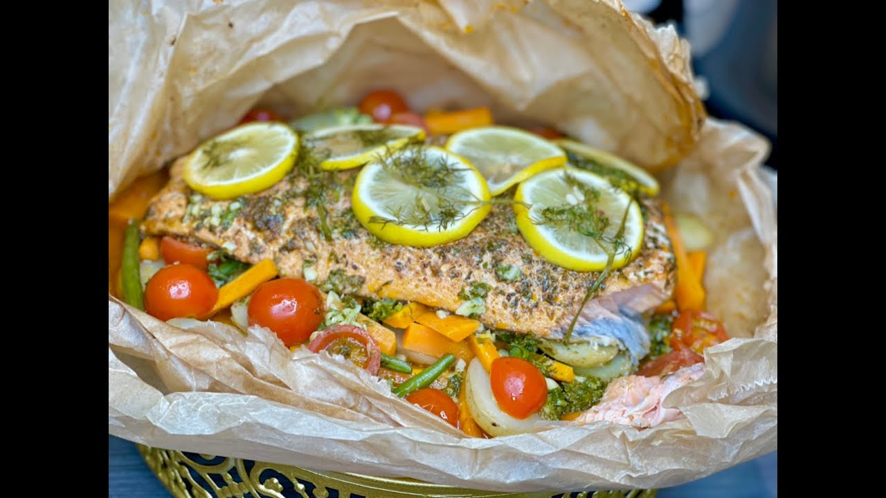 Parchment Salmon recipe simple and tasty. Saumon en Papillote recette