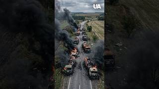 Russian fuel convoy destroyed by Ukrainian drones! #shorts